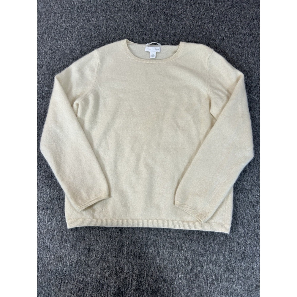 Charter Club 2-ply 100% Cashmere Sweater Size L Cream Quiet Luxury Preppy